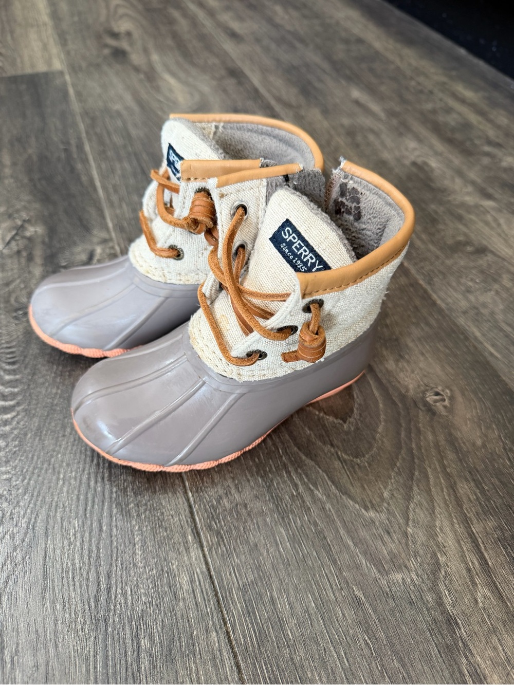 Sperry Kids Gray and Tan Waterproof Duck Boots